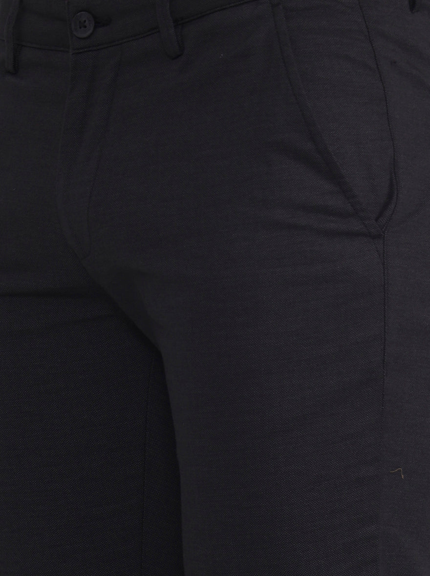 Black Solid Super Slim Fit Casual Trouser | Greenfibre