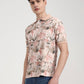 Peach Printed Slim Fit Polo T-Shirt | Greenfibre