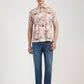 Peach Printed Slim Fit Polo T-Shirt | Greenfibre