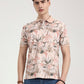 Peach Printed Slim Fit Polo T-Shirt | Greenfibre