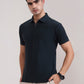 Teal Blue Striped Slim Fit Polo T-Shirt | Greenfibre