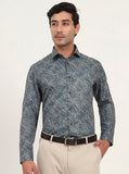 Green Printed Slim Fit Party Wear Shirt | Greenfibre