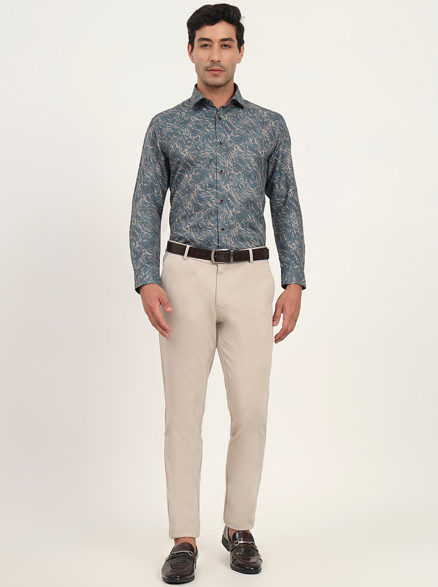 Green Printed Slim Fit Party Wear Shirt | Greenfibre