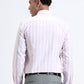 White & Pink Striped Slim Fit Formal Shirt | Greenfibre