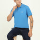 Sea Blue Solid Slim Fit Polo T-Shirt | Greenfibre