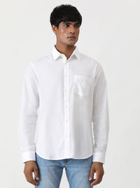 White Solid Slim Fit Casual Shirt | Greenfibre