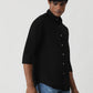 Black Solid Slim Fit Casual Shirt | Greenfibre