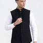 Black Solid Regular Fit Waistcoat  | Greenfibre
