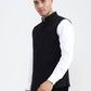 Black Solid Regular Fit Waistcoat  | Greenfibre