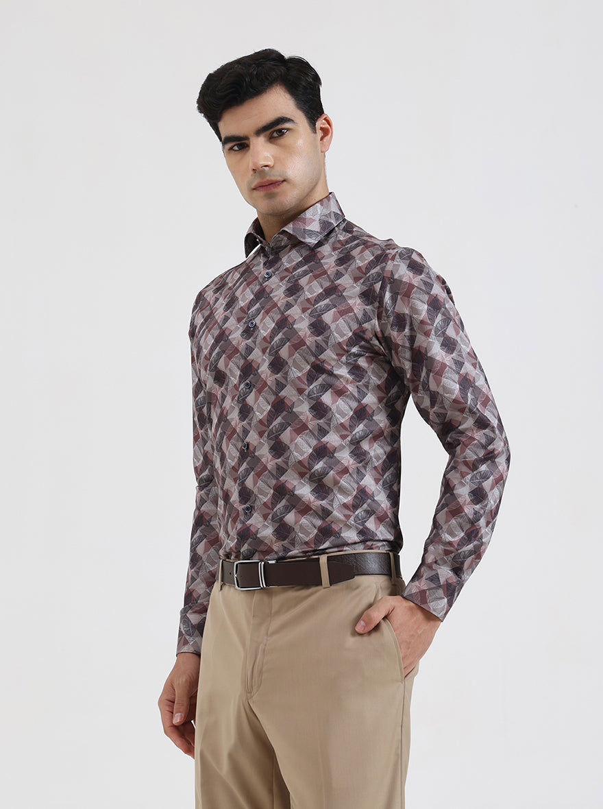 Fawn Printed Slim Fit Party Wear Shirt | Greenfibre