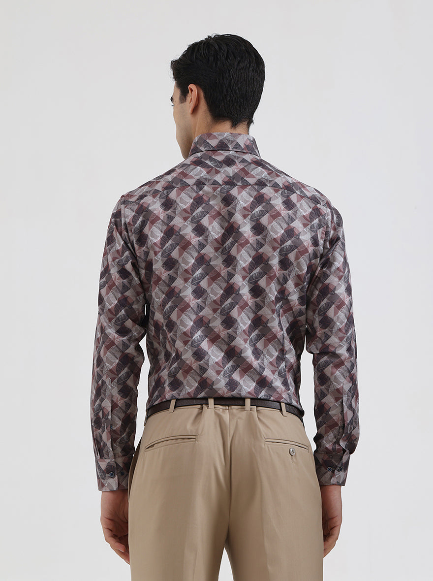 Fawn Printed Slim Fit Party Wear Shirt | Greenfibre