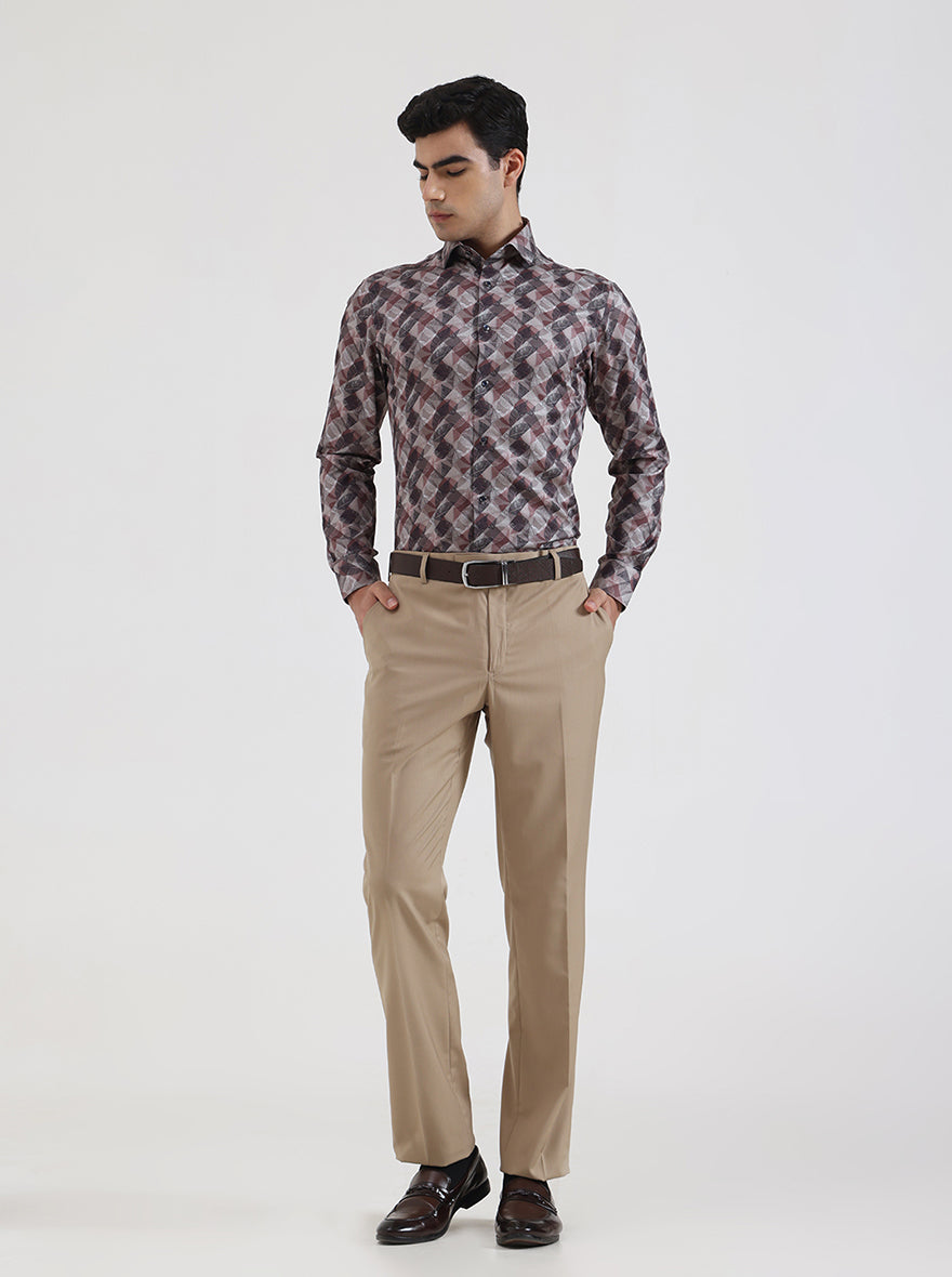 Fawn Printed Slim Fit Party Wear Shirt | Greenfibre