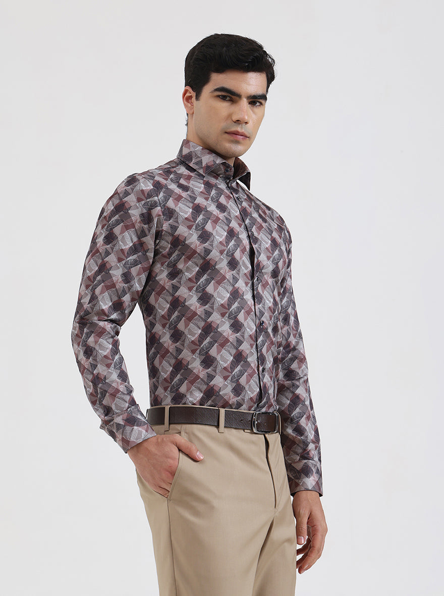 Fawn Printed Slim Fit Party Wear Shirt | Greenfibre