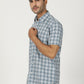 Light Blue Checked Smart Fit Semi Casual Shirt | Greenfibre