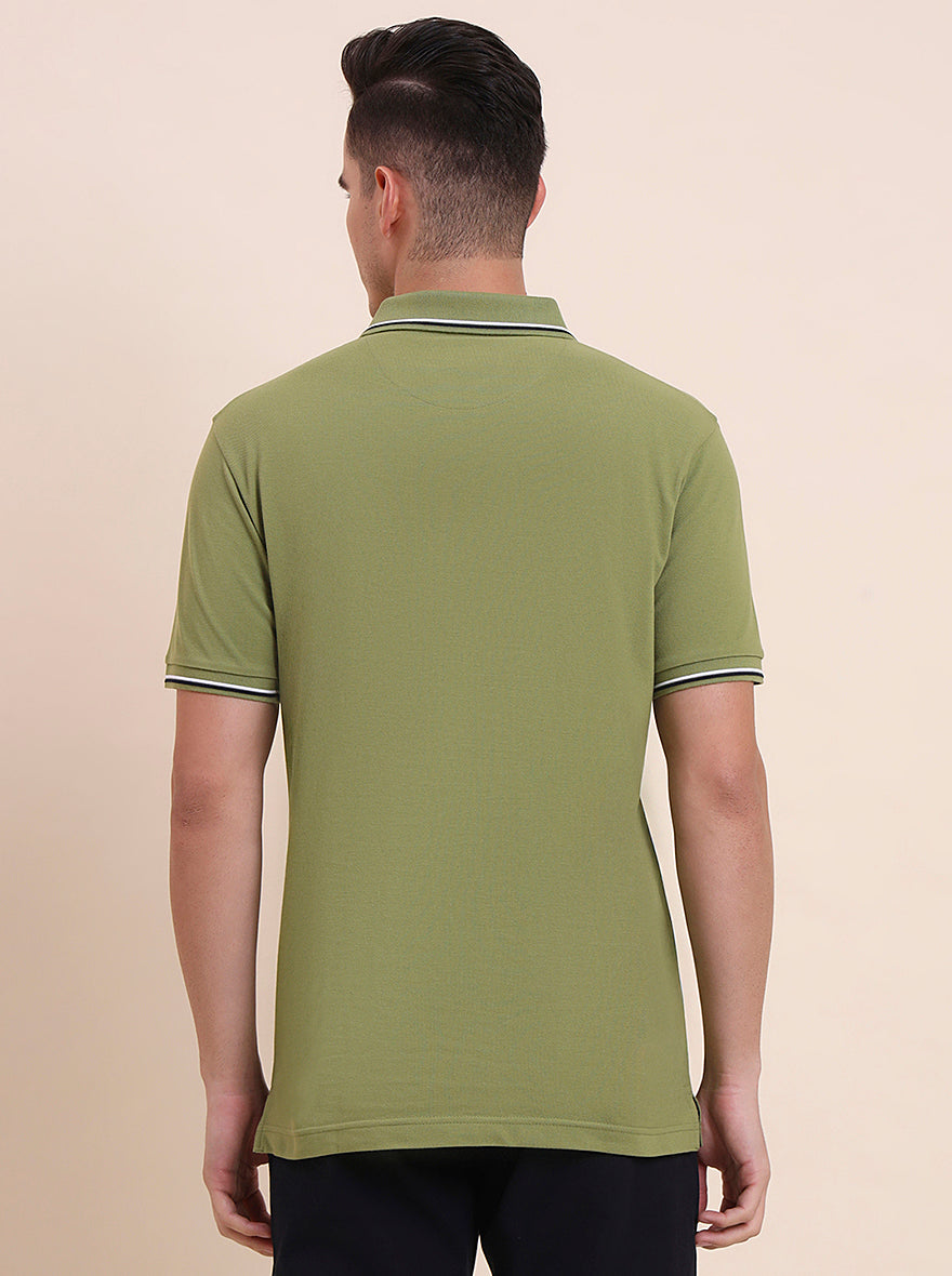 Green Solid Slim Fit Polo T-Shirt | Greenfibre