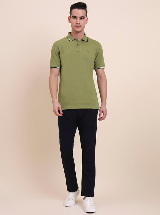 Green Solid Slim Fit Polo T-Shirt | Greenfibre