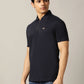 Navy Blue Solid Slim Fit Polo T-Shirt | JadeBlue