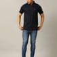 Navy Blue Solid Slim Fit Polo T-Shirt | JadeBlue