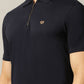 Navy Blue Solid Slim Fit Polo T-Shirt | JadeBlue