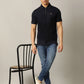 Navy Blue Solid Slim Fit Polo T-Shirt | JadeBlue