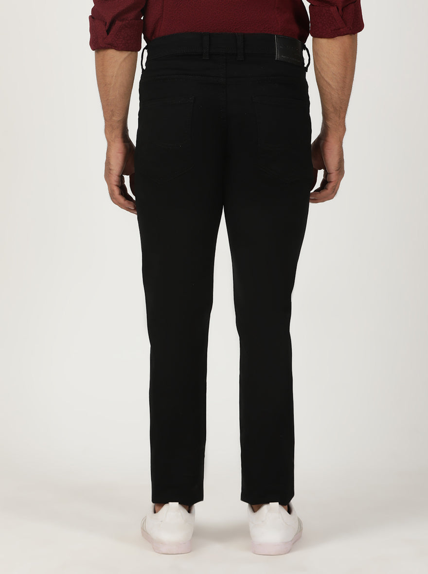 Jet Black Solid Slim Fit Jeans | Greenfibre
