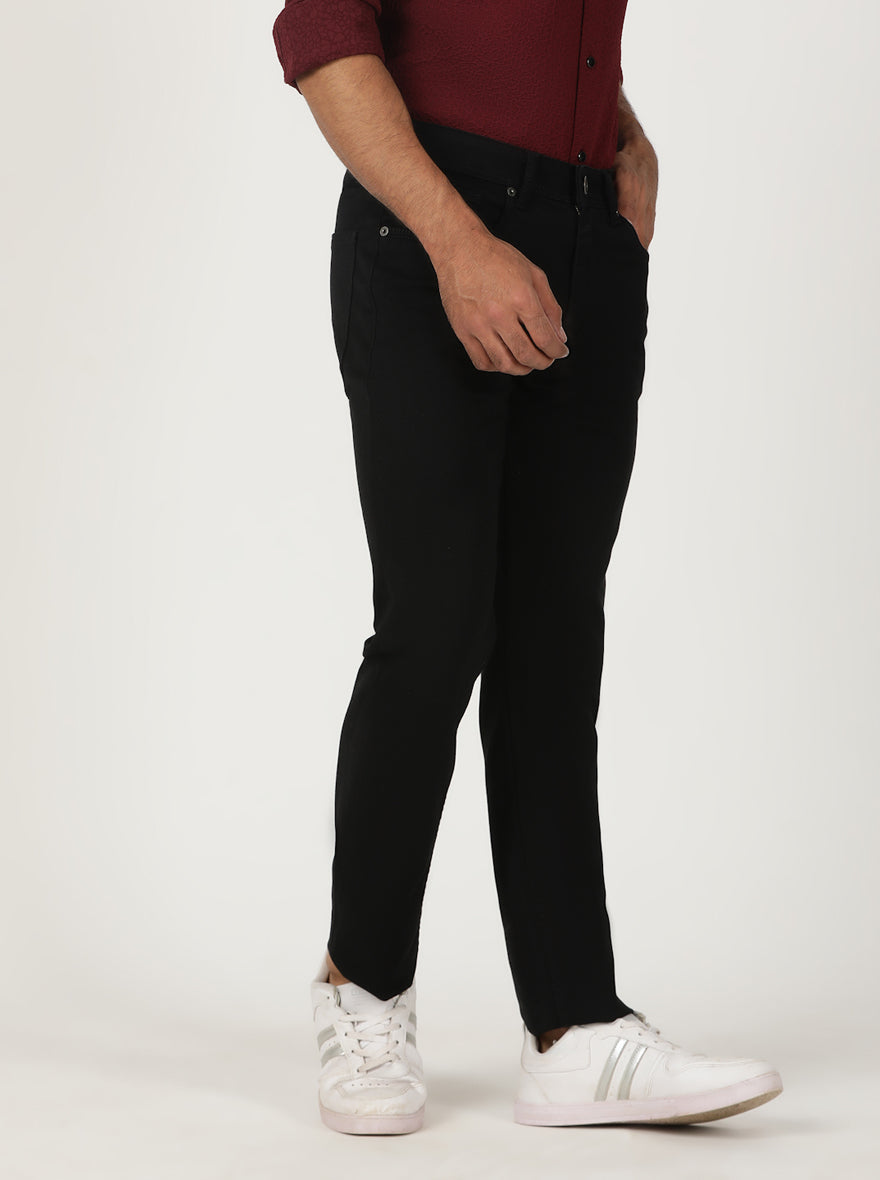 Jet Black Solid Slim Fit Jeans | Greenfibre
