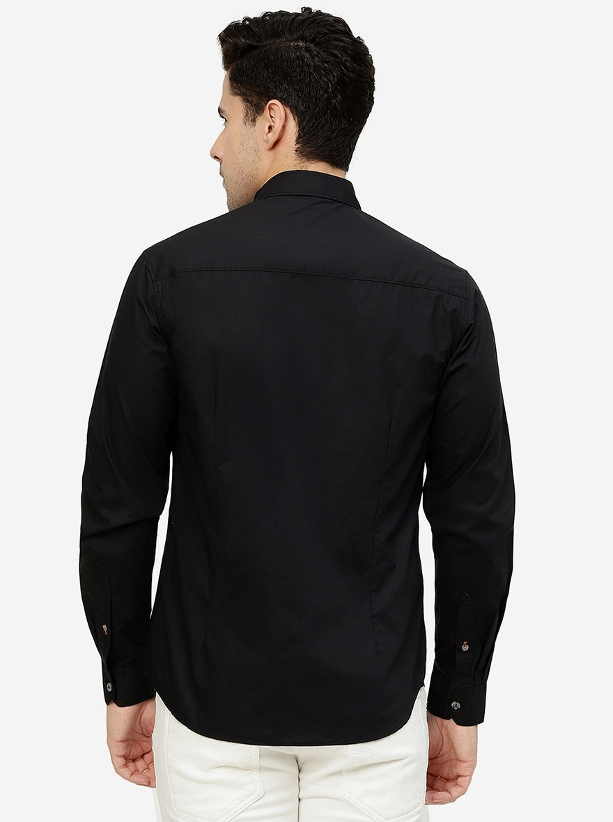 Black Solid Slim Fit Casual Shirt | Greenfibre