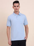 Sky Blue Solid Regular Fit Polo T-Shirt | Greenfibre