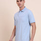 Sky Blue Printed Regular Fit Polo T-Shirt | Greenfibre