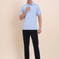 Sky Blue Printed Regular Fit Polo T-Shirt | Greenfibre