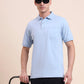 Sky Blue Solid Regular Fit Polo T-Shirt | Greenfibre
