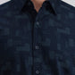 Navy Blue Printed Slim Fit Casual Shirt | Greenfibre