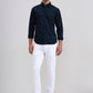 Navy Blue Printed Slim Fit Casual Shirt | Greenfibre