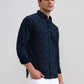 Navy Blue Printed Slim Fit Casual Shirt | Greenfibre