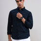 Navy Blue Printed Slim Fit Casual Shirt | Greenfibre