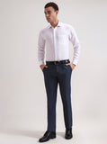 Blue Solid Slim Fit Formal Trouser | Greenfibre