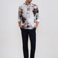 Light Grey Printed Slim Fit Casual Shirt | Greenfibre