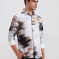 Light Grey Printed Slim Fit Casual Shirt | Greenfibre