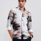 Light Grey Printed Slim Fit Casual Shirt | Greenfibre
