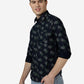 Navy Blue Printed Slim Fit Casual Shirt | Greenfibre