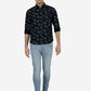 Navy Blue Printed Slim Fit Casual Shirt | Greenfibre