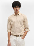 Beige Solid Smart Fit Semi Casual Shirt | Greenfibre