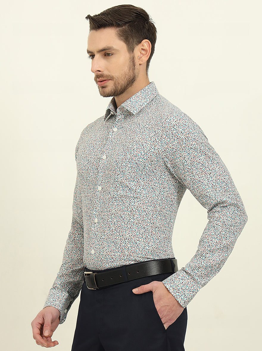 Multicolor Printed Slim Fit Formal Shirt | JadeBlue Youth