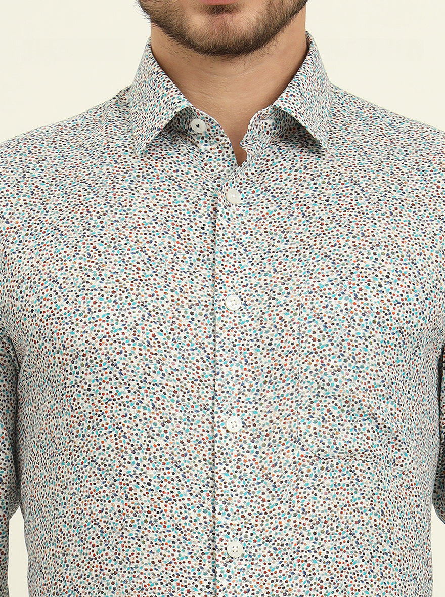 Multicolor Printed Slim Fit Formal Shirt | JadeBlue Youth
