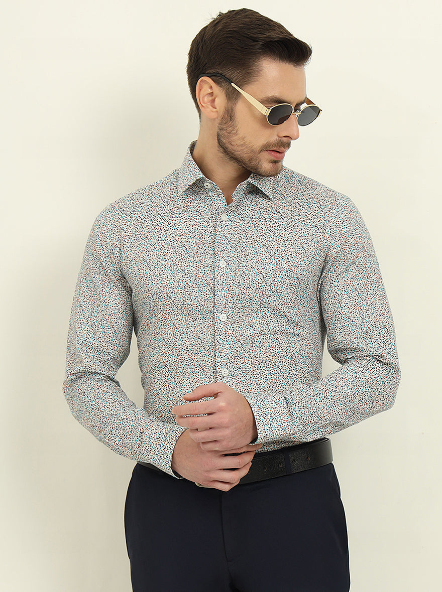 Multicolor Printed Slim Fit Formal Shirt | JadeBlue Youth