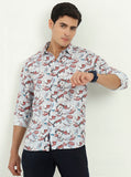 Grey & Brown Printed Slim Fit Casual Shirt | Greenfibre