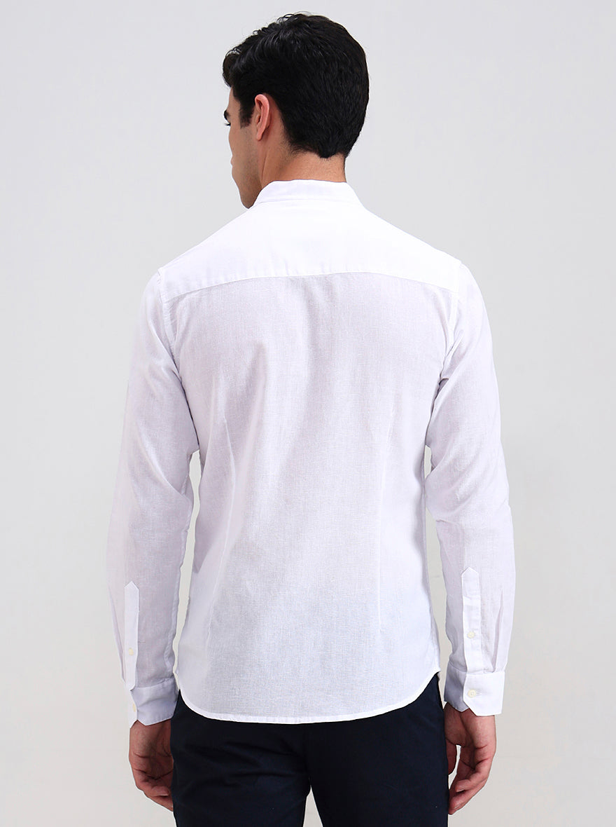 White Solid Slim Fit Casual Shirt | Greenfibre