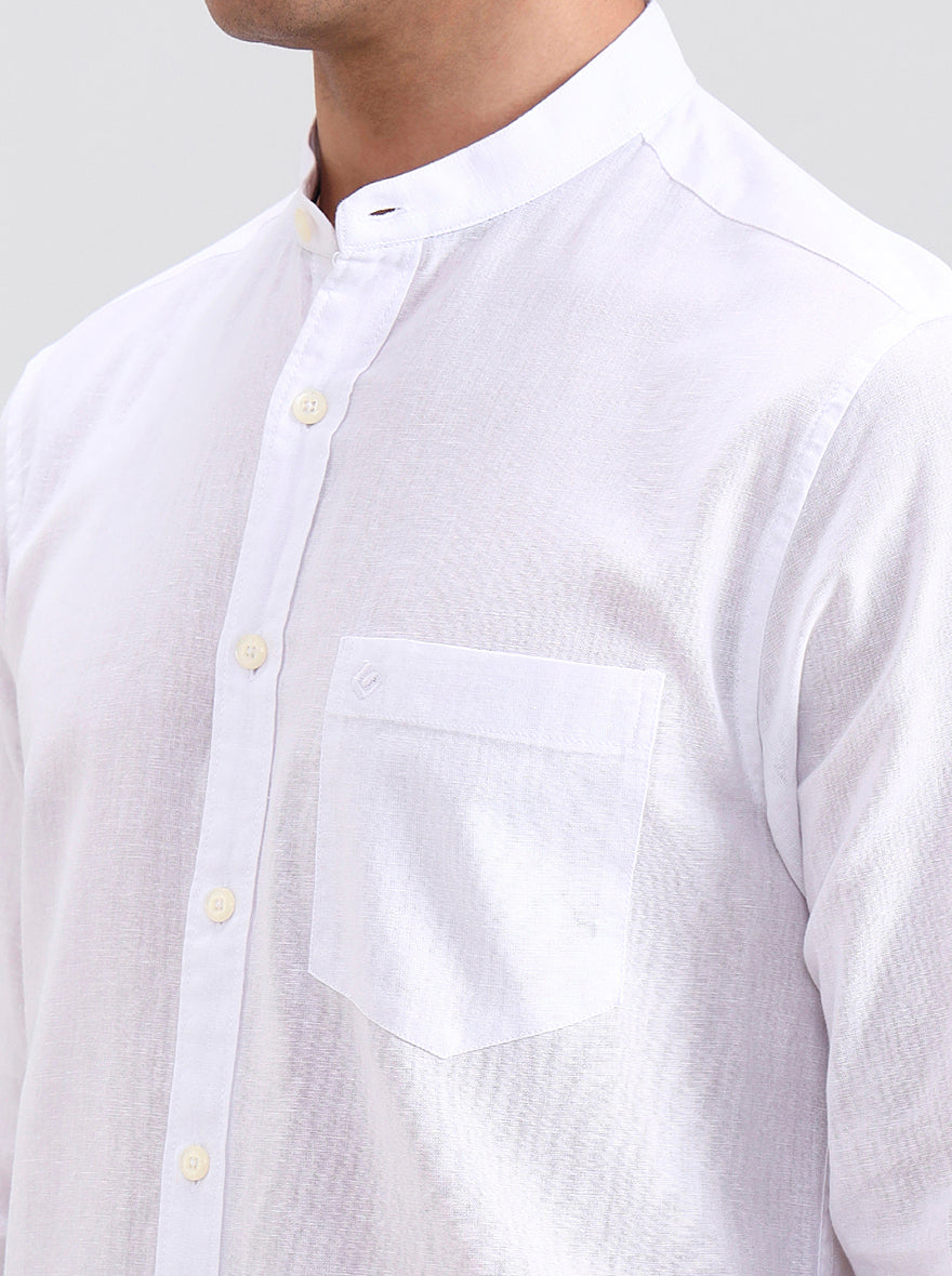 White Solid Slim Fit Casual Shirt | Greenfibre
