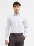 White & Blue Checked Regular Fit Formal Shirt | Greenfibre