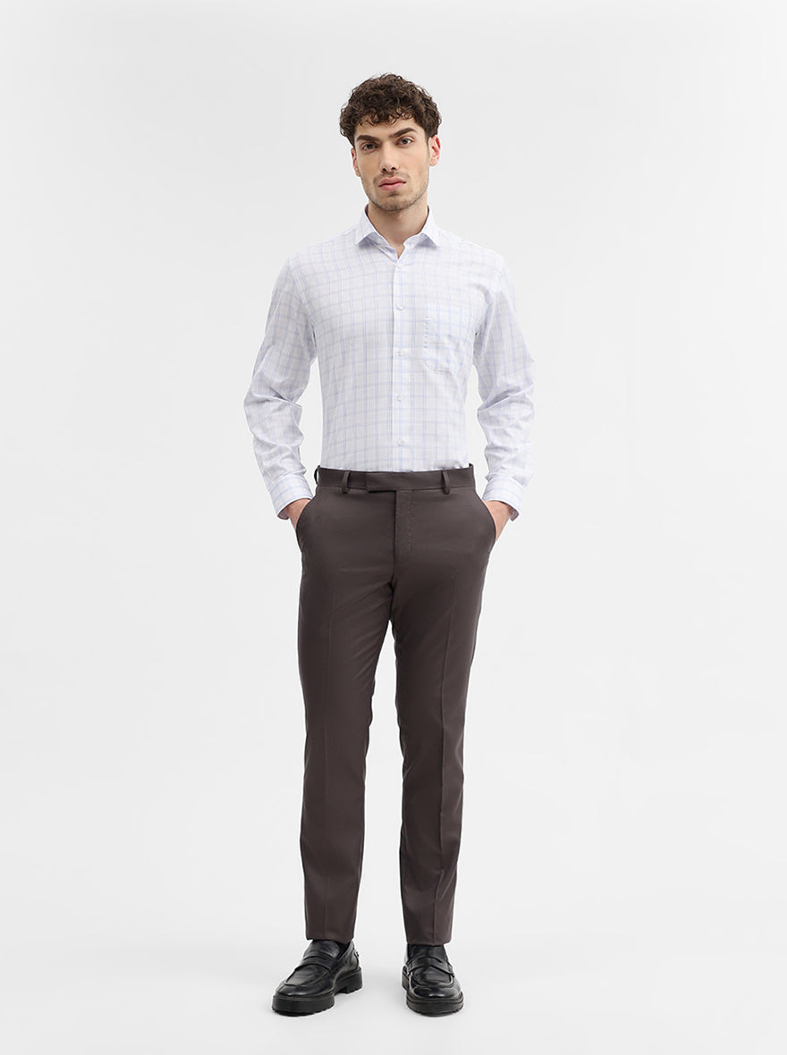 White & Blue Checked Regular Fit Formal Shirt | Greenfibre